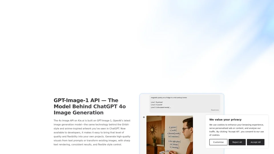 Kie.ai’s GPT-Image-1 API — Affordable & Accurate 4o Image Generation API