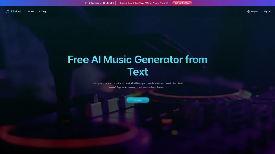 Lami AI Music Generator | Create Songs from Text Free Online