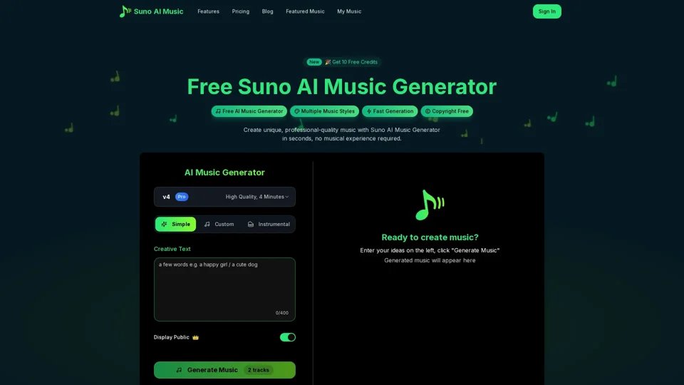 Suno AI Music Generator - Create AI Songs & Music Fast
