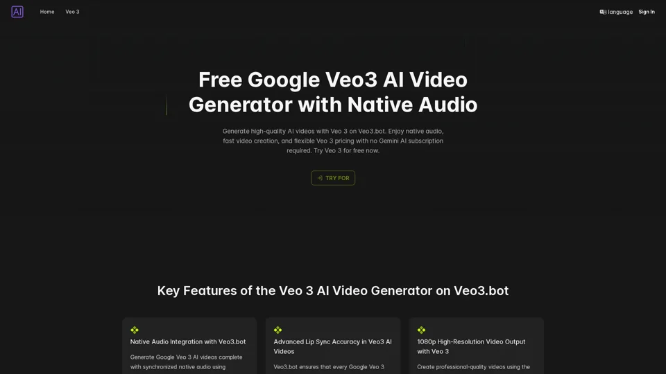 Free Access to Google Veo 3 AI Video Generator with Native Audio | Veo3.bot